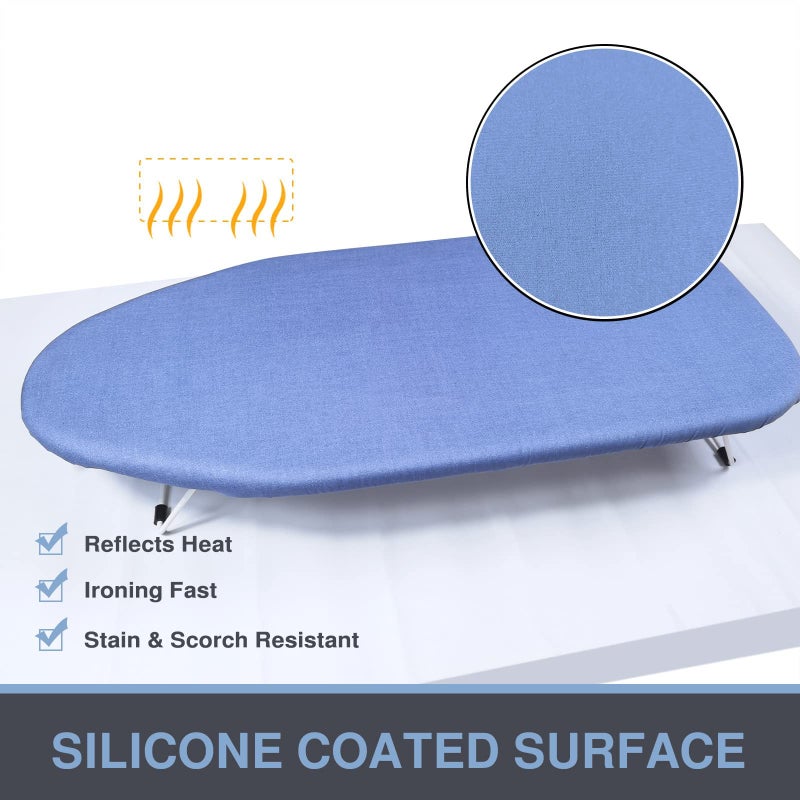 VividPaw Small Ironing Board Cover and Pad 12.5 x 30  Elastic Edge  Silicone Coated  Resist Scorching  Heavy Duty Padded Cover for Mini Table Top Iron Board (Silicone Coating-Blue  12"" x 30"") - Image 5